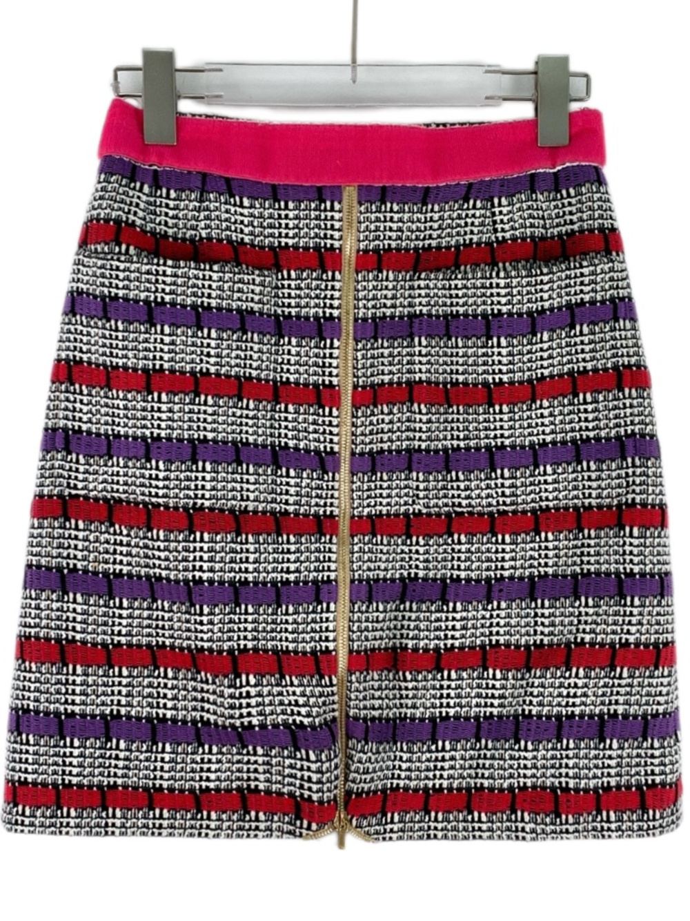 Chanel Data Center Circuit Series Two-Tone Striped Zipper Cotton-Blend Skirt